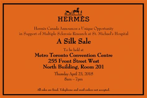 hermes silk sale toronto 2015|You Are Invited: Hermès Canada Charity Silk Sale in Toronto.